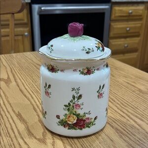 Royal Albert White Floral Storage Jar with Rose Lid